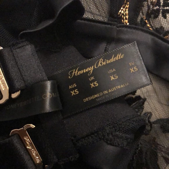 Honey birdette amber shimmer bodysuit embroidered gold floral Size XS - Picture 13 of 14